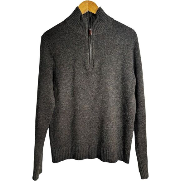 J. Crew Wool Brown Quarter Zip Men's Sweater Size S Fall Winter Comfy Cozy - Picture 2 of 10
